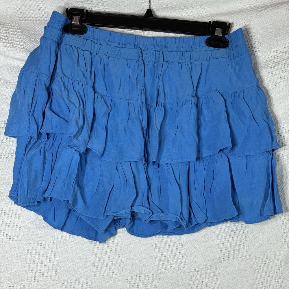 Love Tree Women's Blue Ruffle Mini Skirt‎ Skirt Size Large